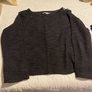 Loft boatneck sweater with button embellishments on the shoulder.